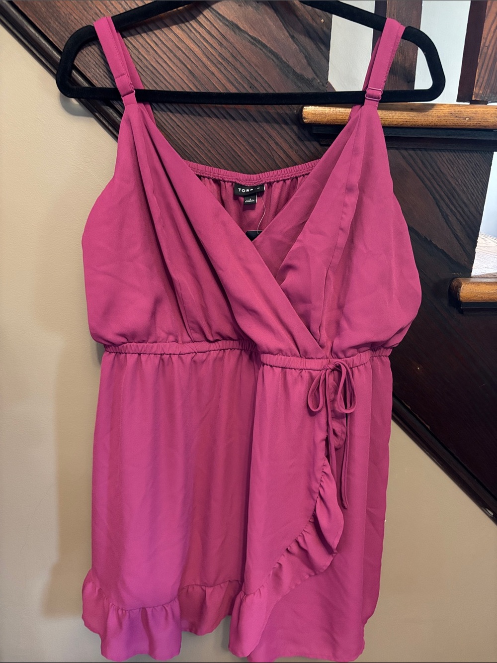 torrid Hot Pink Wrap Romper with Ruffle Detail